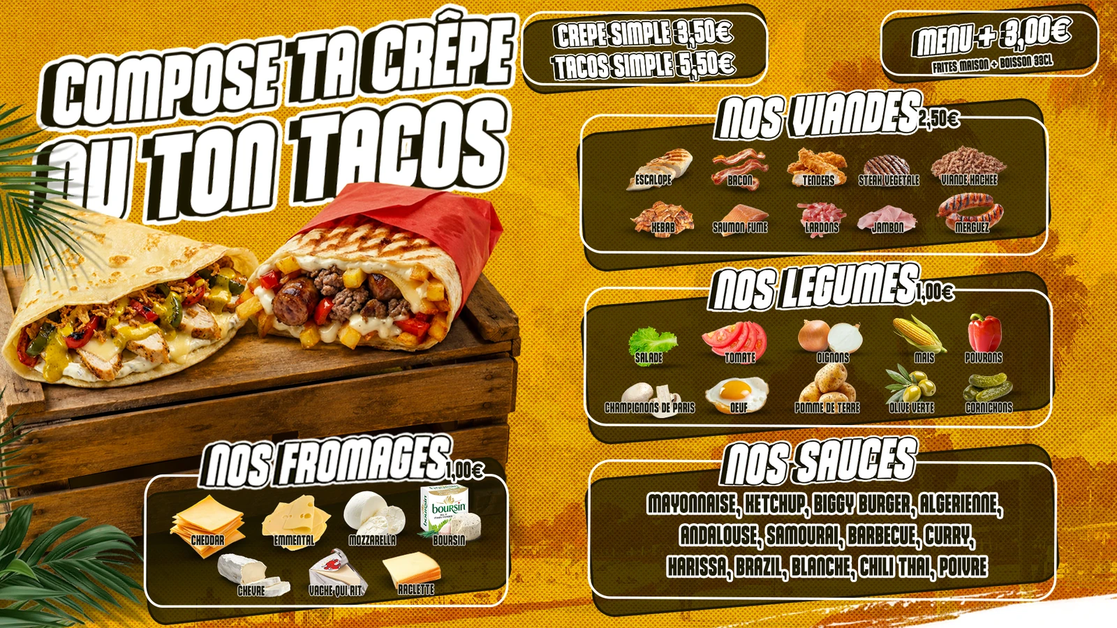 Menu Compose ta crêpe ou ton tacos O'GOURMET